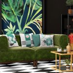 Beautiful,Interior,Design,With,A,Jungle,Printed,Feature,Wall,,Black
